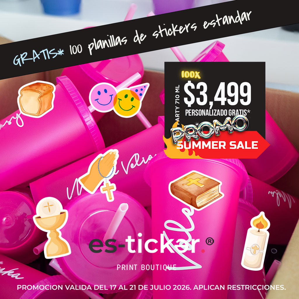 PROMO 100 party 710ml + planillas de stickers estándar para decorar