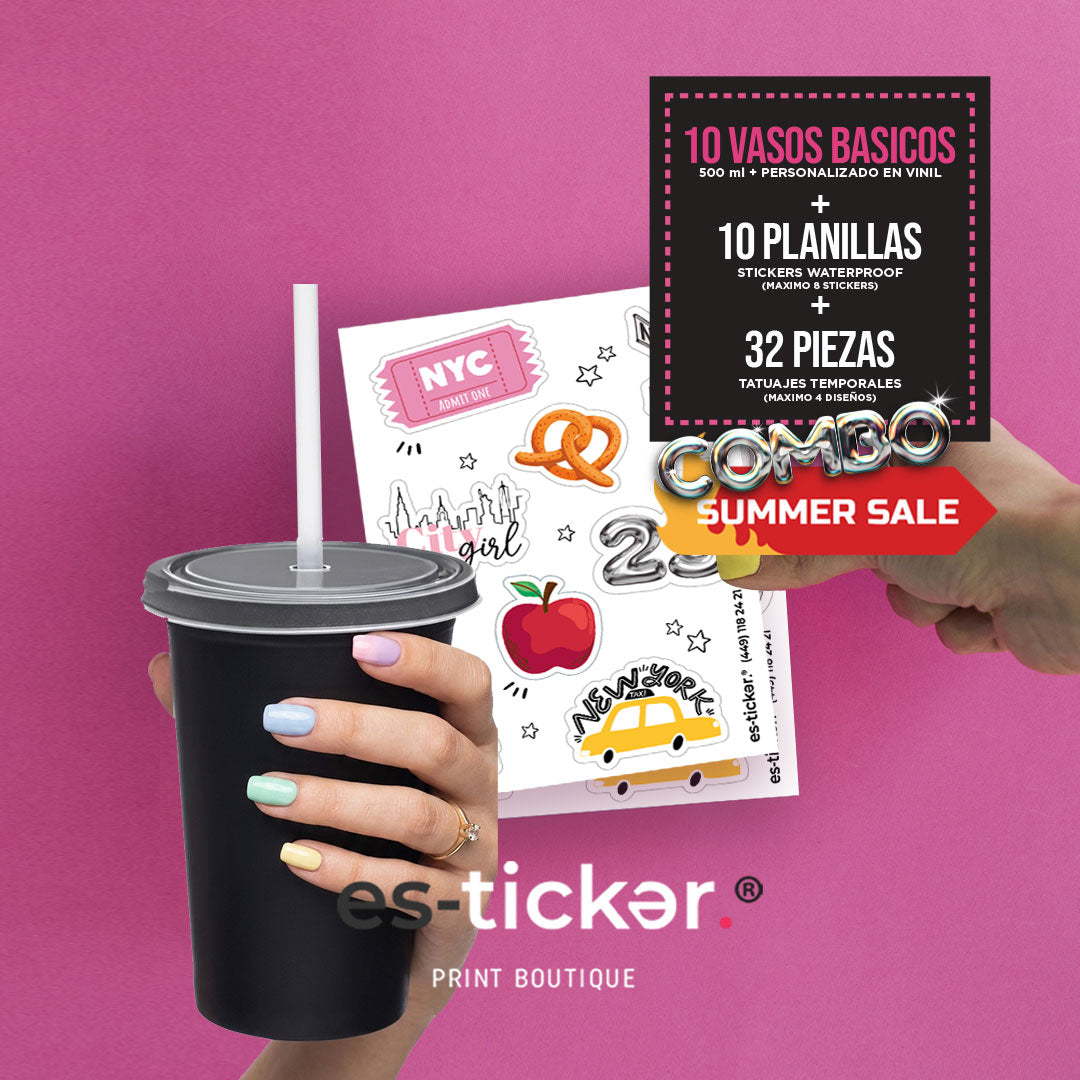 10 BASICOS 500ml + 32 TATUAJES TEMPORALES + 10 PLANILLAS DE STICKERS