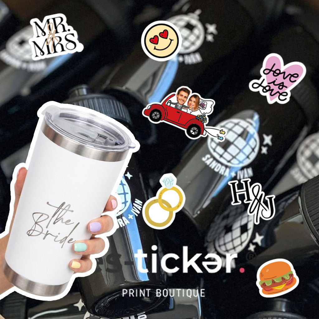 Kit Fiesta Premium: Cilindro stamp 500ml + Stickers + 2 Termos con Láser
