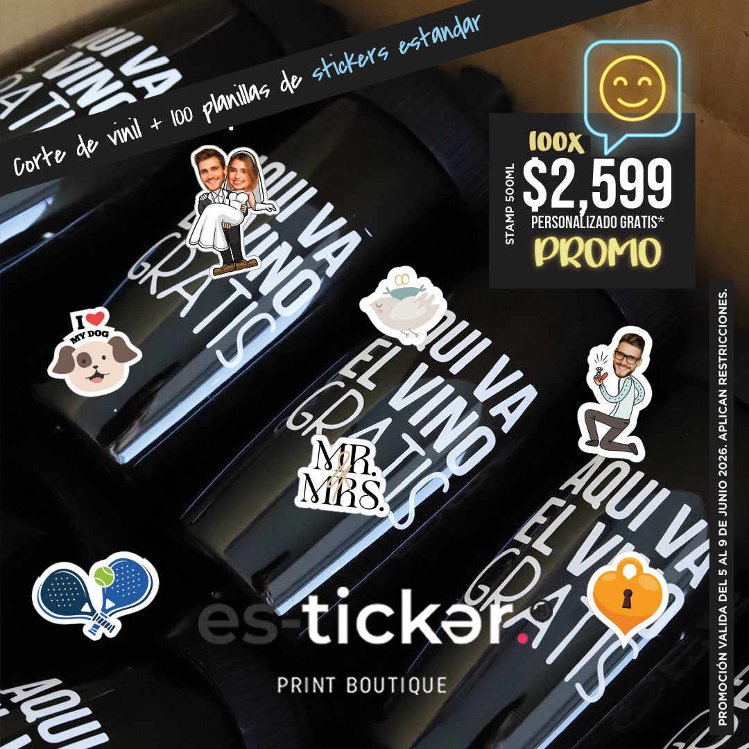 100 stamp 500ml + 100 planillas de stickers de papel estándar