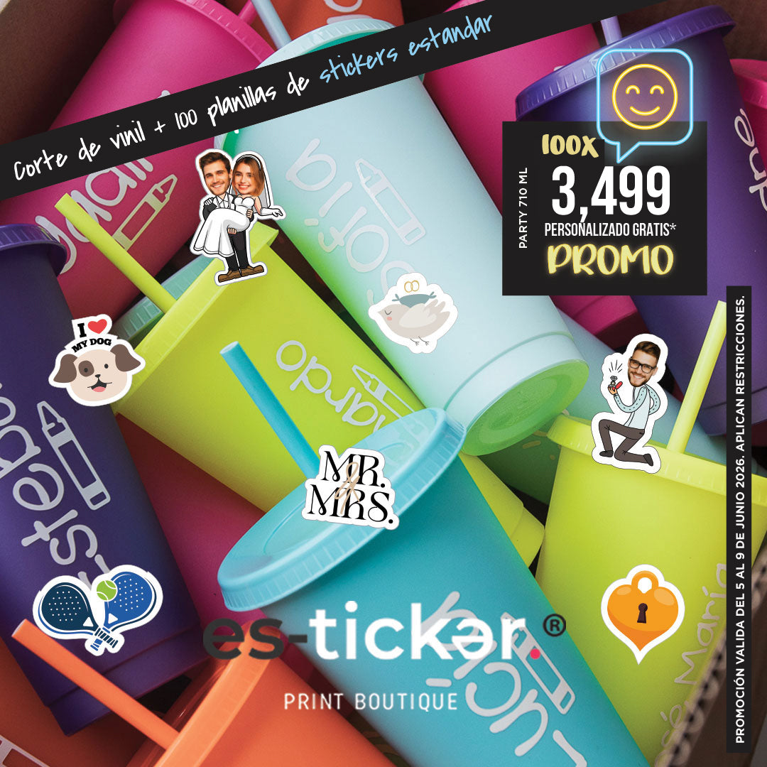 100 party 710ml + 100 planillas de stickers de papel estándar