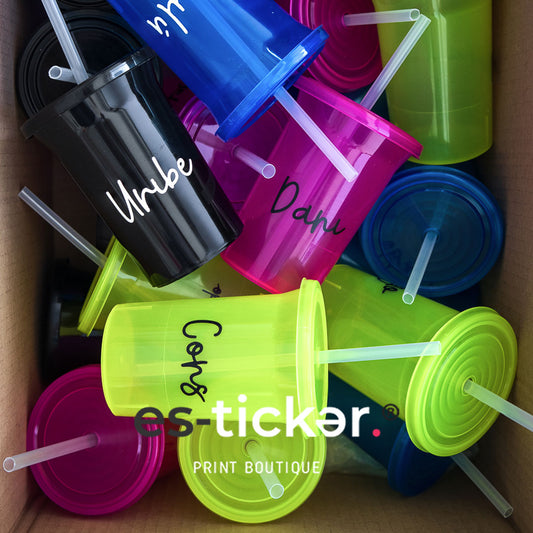 Basico con popote 500ml + Corte de vinil