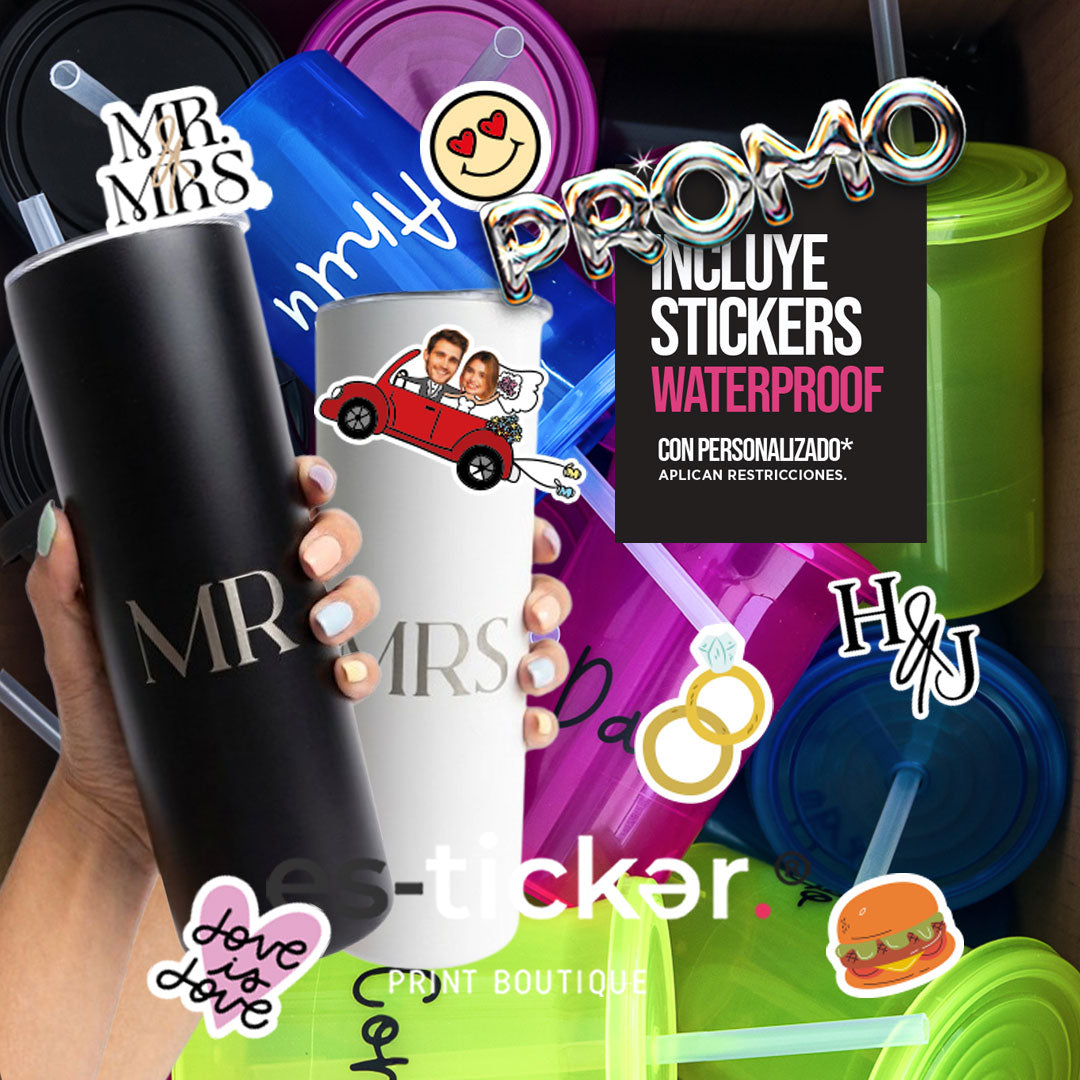 COMBO PREMIUM: VASO (Basico 500ml) +STICKERS+2TERMOS
