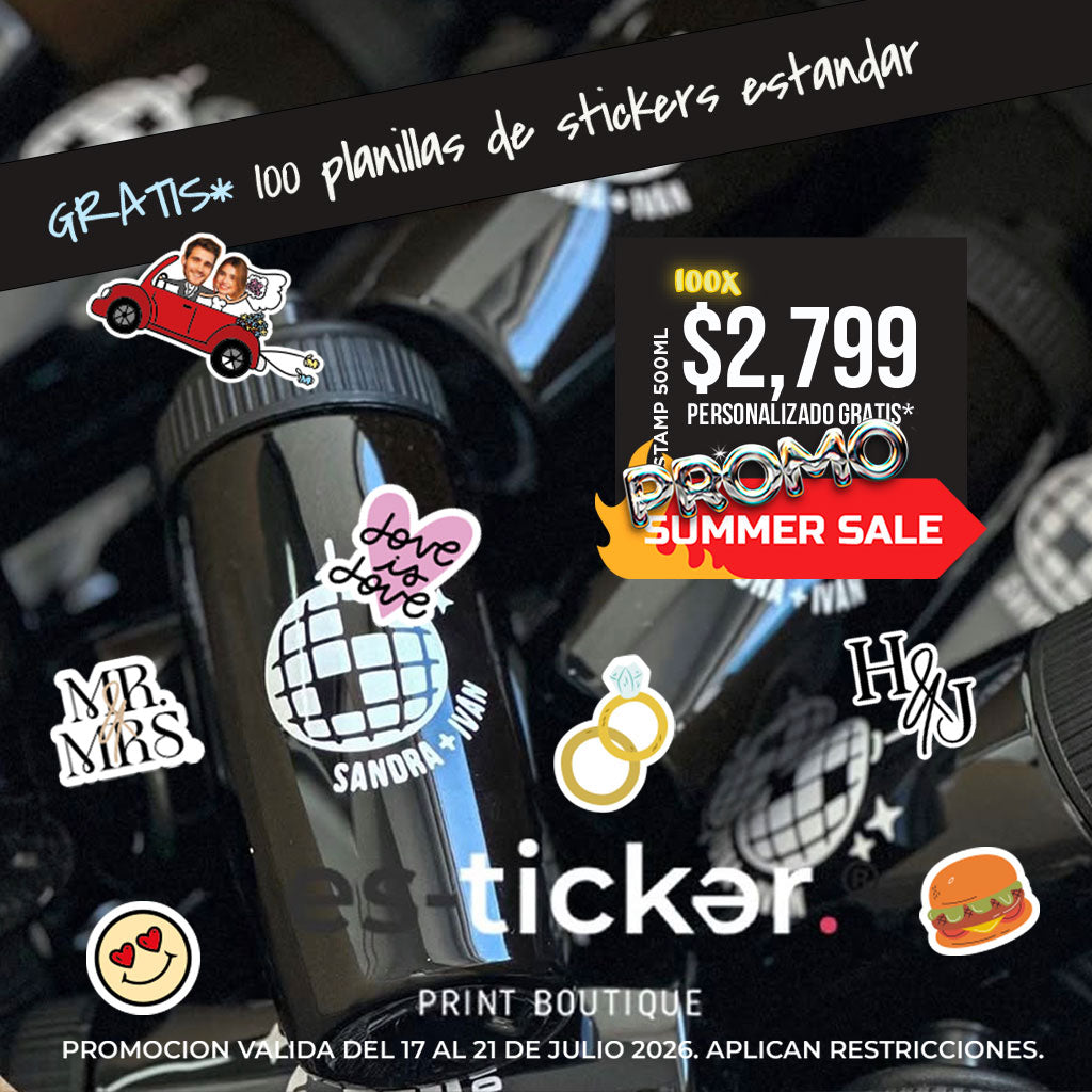 PROMO 100 stamp 500ml + planillas de stickers estándar para decorar