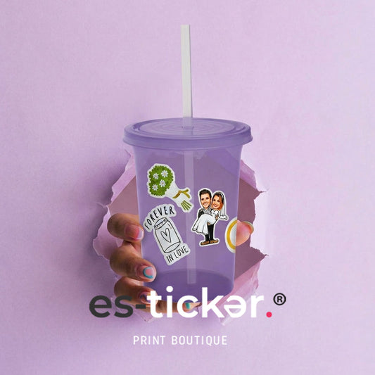 VASO CON POPOTE BASICO 500ml + planilla de stickers estándar